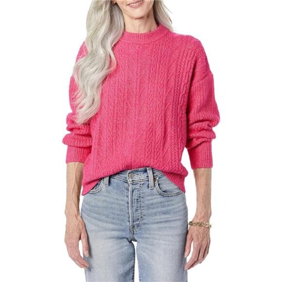Women's Cable Knit Sweater, Soft-Touch Modern Crewneck, Plus